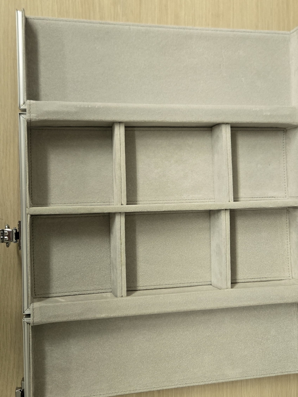 Silver Jewelry Organizer Box with Multi-Compartment Storage